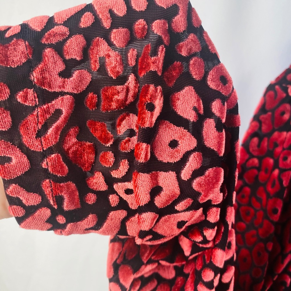 Rachel Roy Velvet Pink Black Leopard Print VNeck Sheath Dress Punk Whimsigoth 1X - Picture 6 of 10